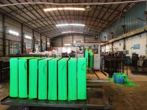 Filament production line during operation